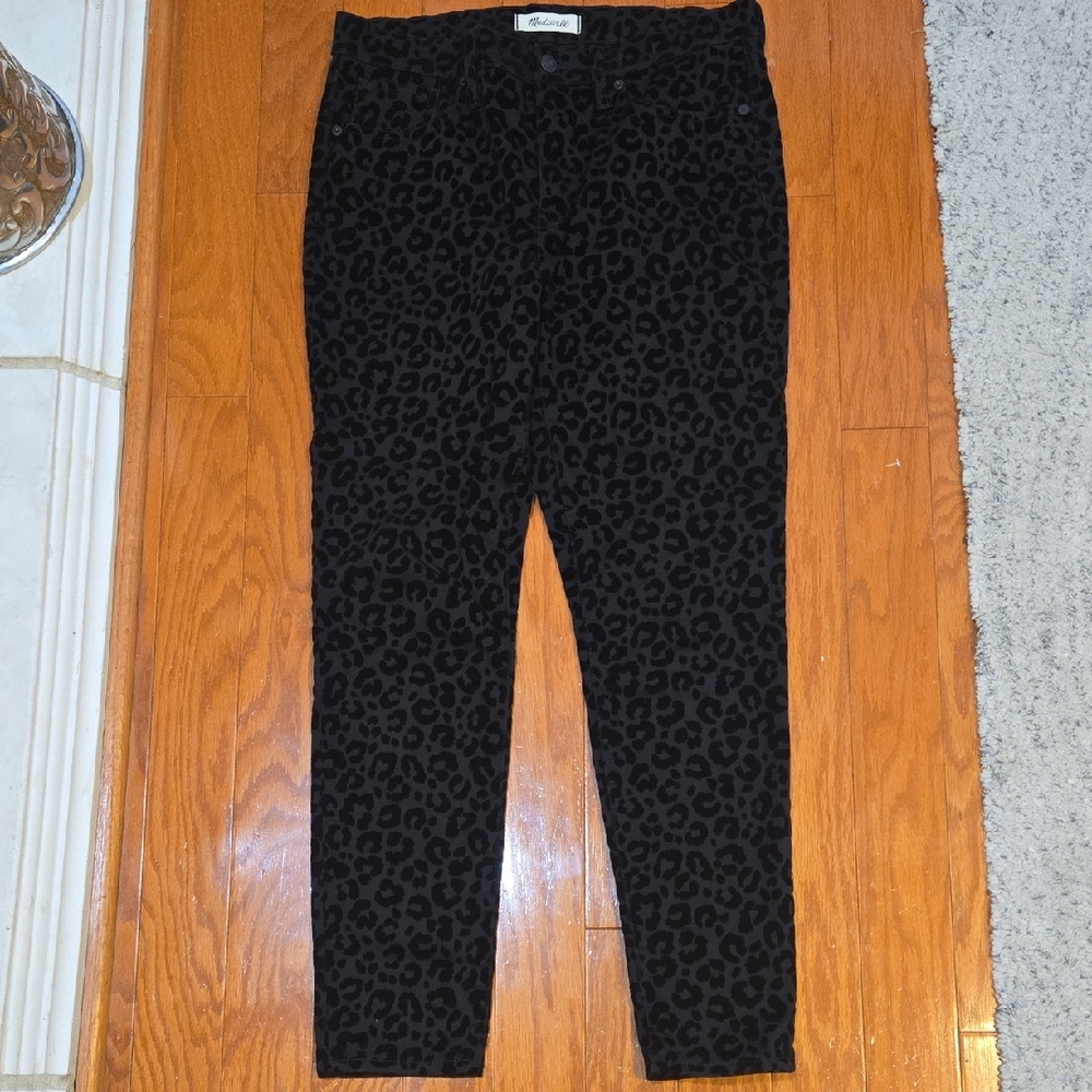 Black Leopard Print Pants Madewell Size 29